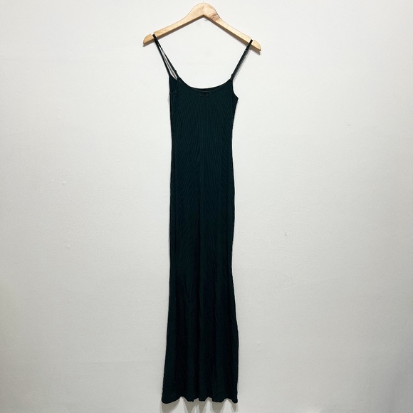 NEW Skims Soft Lounge Long Slip Maxi Ribbed Knit Stretch Dress Cypress Green S - Picture 3 of 3